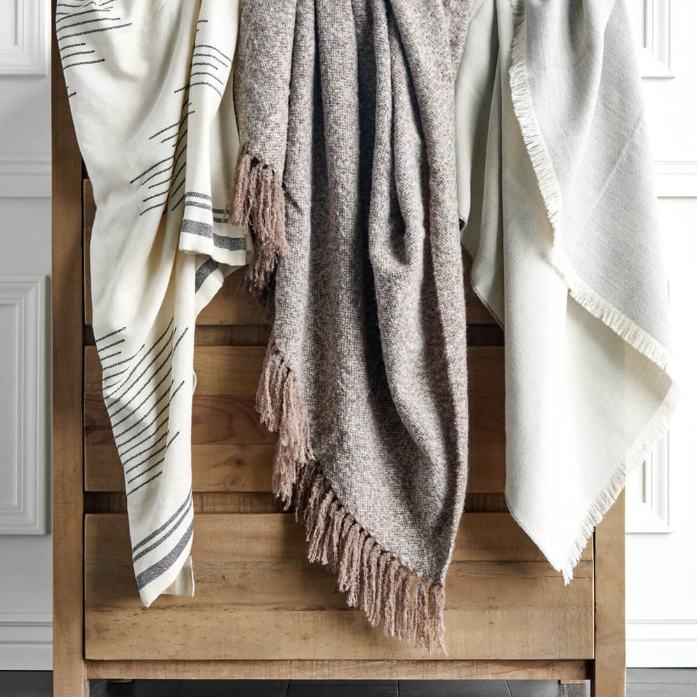 
                  
                    Ethically made luxury alpaca throw blankets gray and white.
                  
                