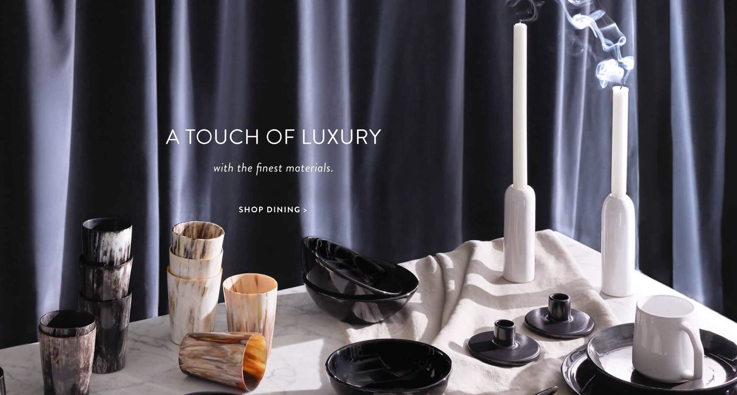 Luxury dinnerware and table decor for the holidays crafted by hand around the world.