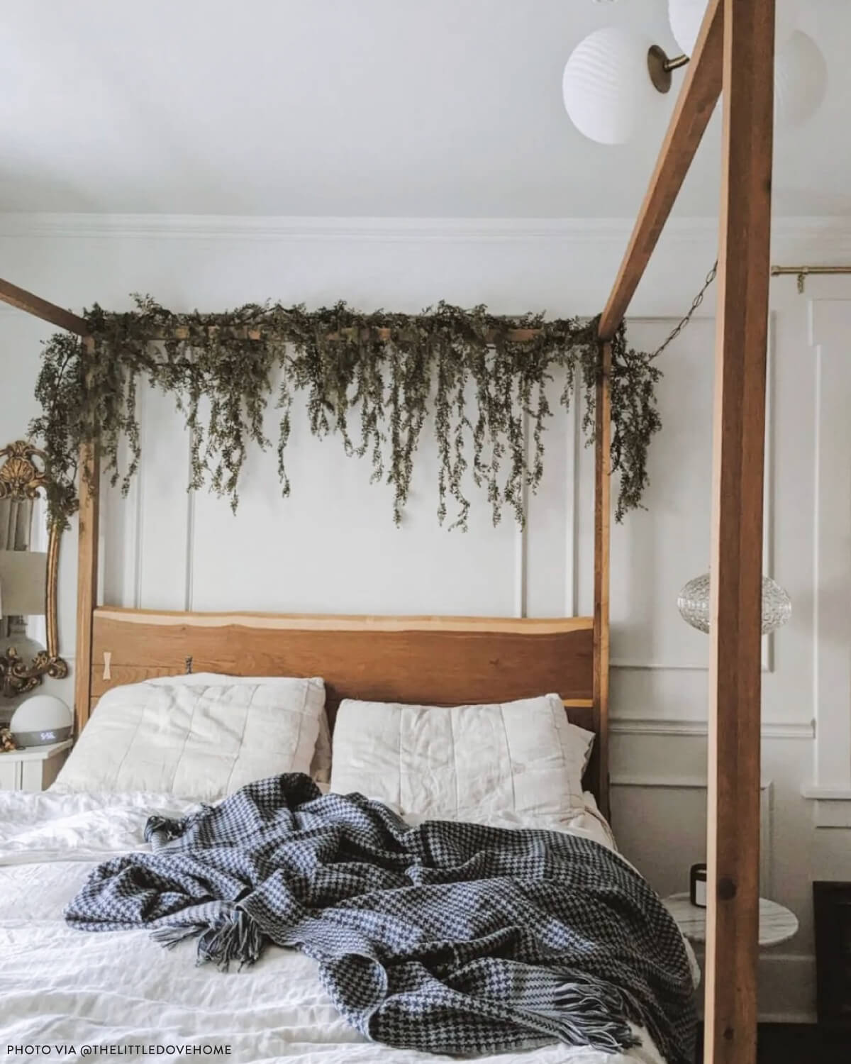 
                  
                    Canopy bed in romantic master suite with Fairkind's Alta Mar alpaca throw. Photo via @thelittledovehome
                  
                