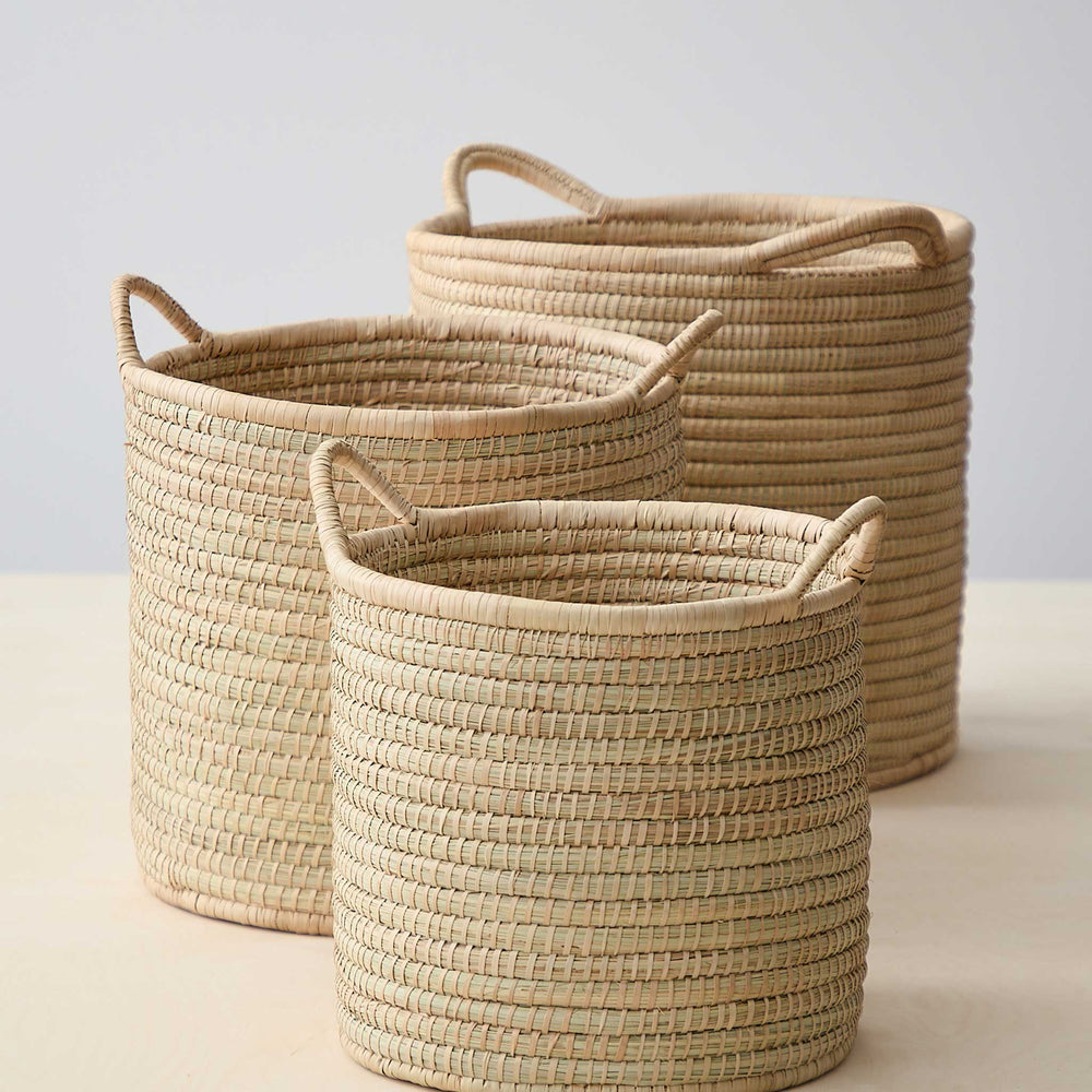 
                  
                    The Luka Storage Baskets by Fairkind. Handwoven with Ilala palm by artisans in Malawi.
                  
                