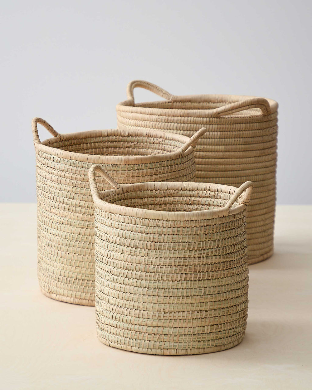 The Luka Storage Baskets by Fairkind. Handwoven with Ilala palm by artisans in Malawi.